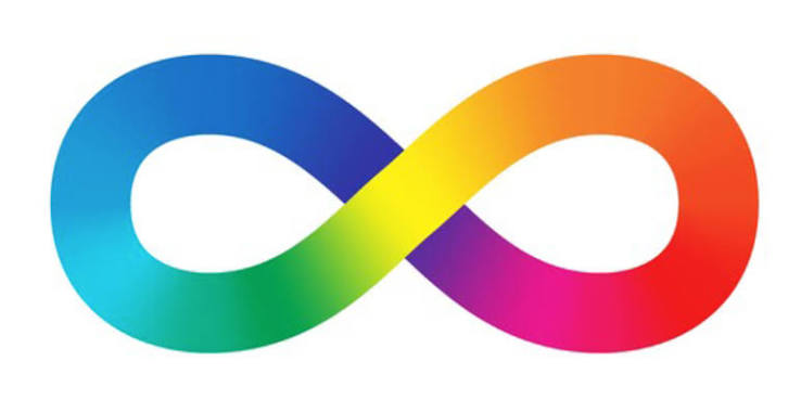 Multicolour infinity-loop symbol representing neurodiversity inclusion